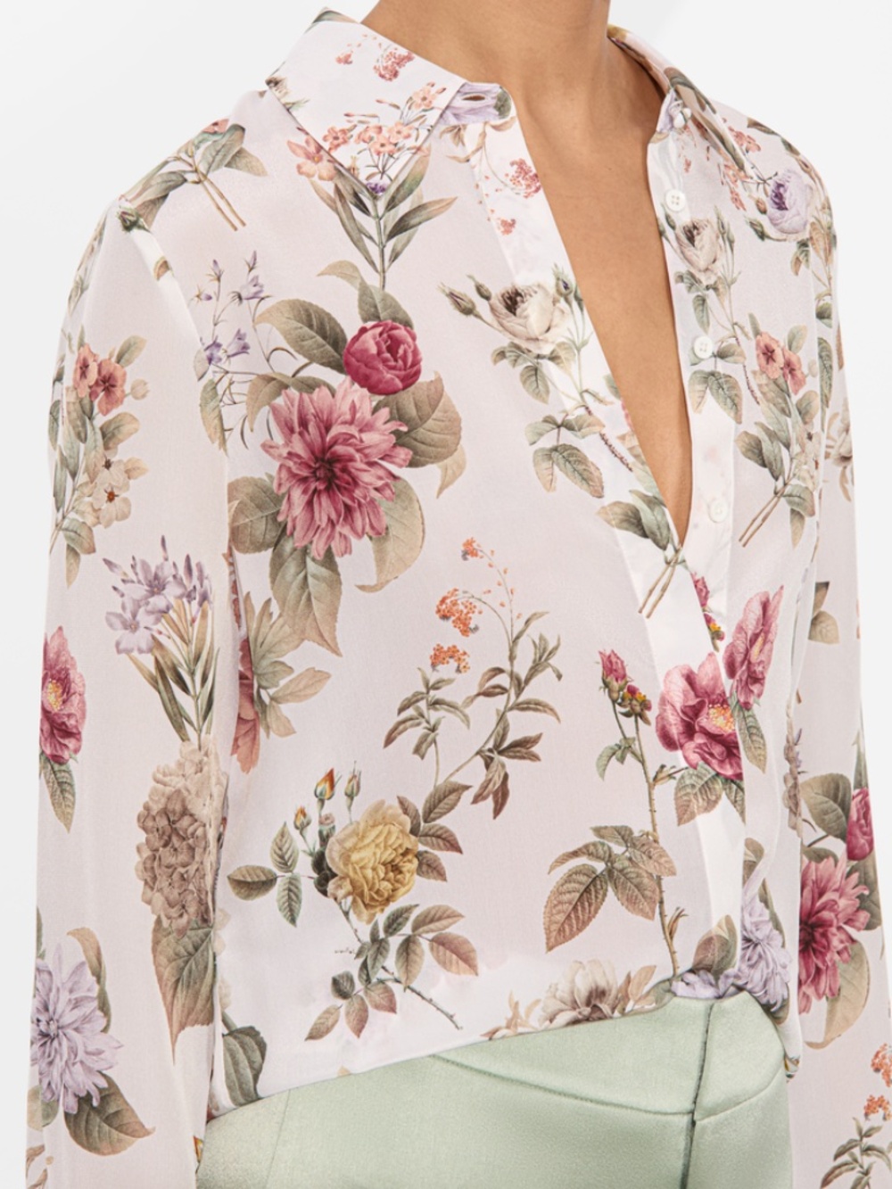 Alice + Olivia WILLA SILK BLOUSE Sweet Nothings size Large NWT